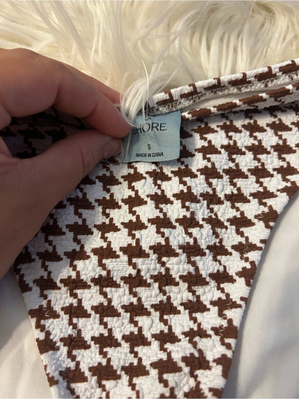 Two-Piece Bikini Set in White & Brown - Picture 2 of 3
